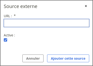 Capture d’écran de l’ajout d’une source externe