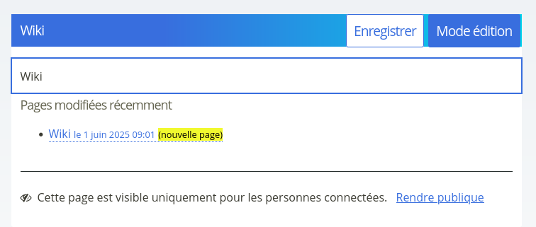 Capture d’écran de la page en mode édition