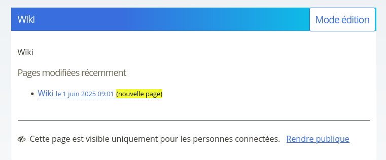 Capture d’écran de la première page du wiki